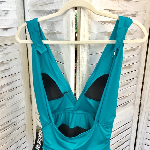 Mainstream Peacock Blue One Piece Swimsuit 8 - Picture 4 of 8